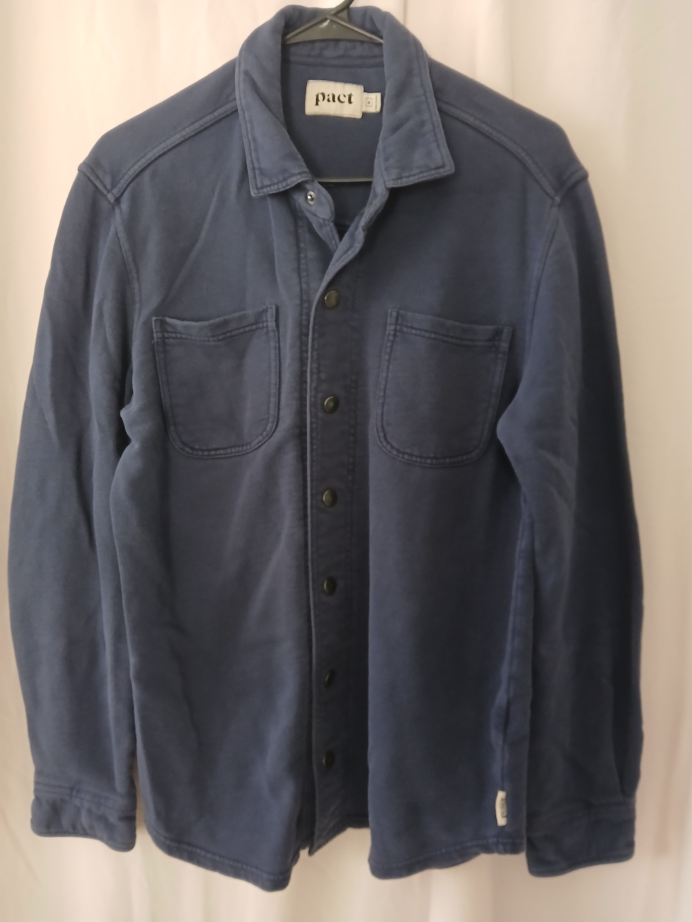 Pact Men's Blue Button-Front Jacket 100% Organic Cotton